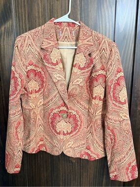 Judith Hart Collection Brocade Tapestry Blazer with Antique Button-Size:Large